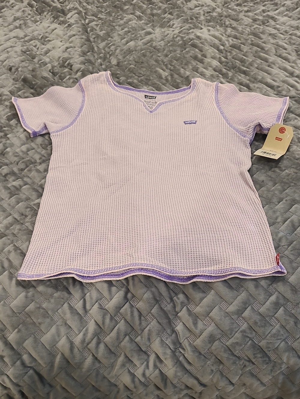 Levi's Lavender Waffle Knit Short Sleeve Tee with Contrast Trim